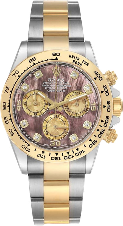 Rolex Daytona Yellow Gold/Steel Tahitian Mother of Pearl Diamond Dial Yellow Gold Bezel Oyster Bracelet 116503
