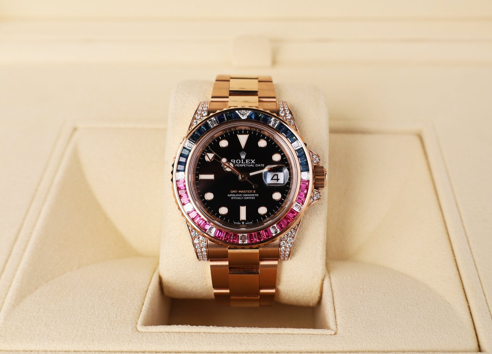 Rolex Everose GMT Master II 40 Watch Black Dial 126755SARU bk Luxury Time NYC