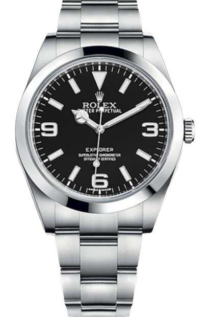 Rolex Explorer Stainless Steel Black Arabic Index 39mm Lume Dial Oyster Bracelet - 214270