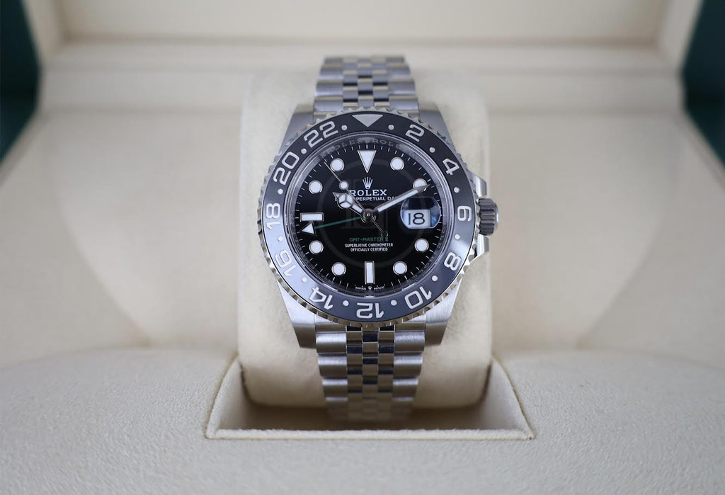 Rolex GMT - Master II 40mm Black Dial Cerachrom Bezel Jubilee Bracelet - 126710GRNR - Luxury Time NYC