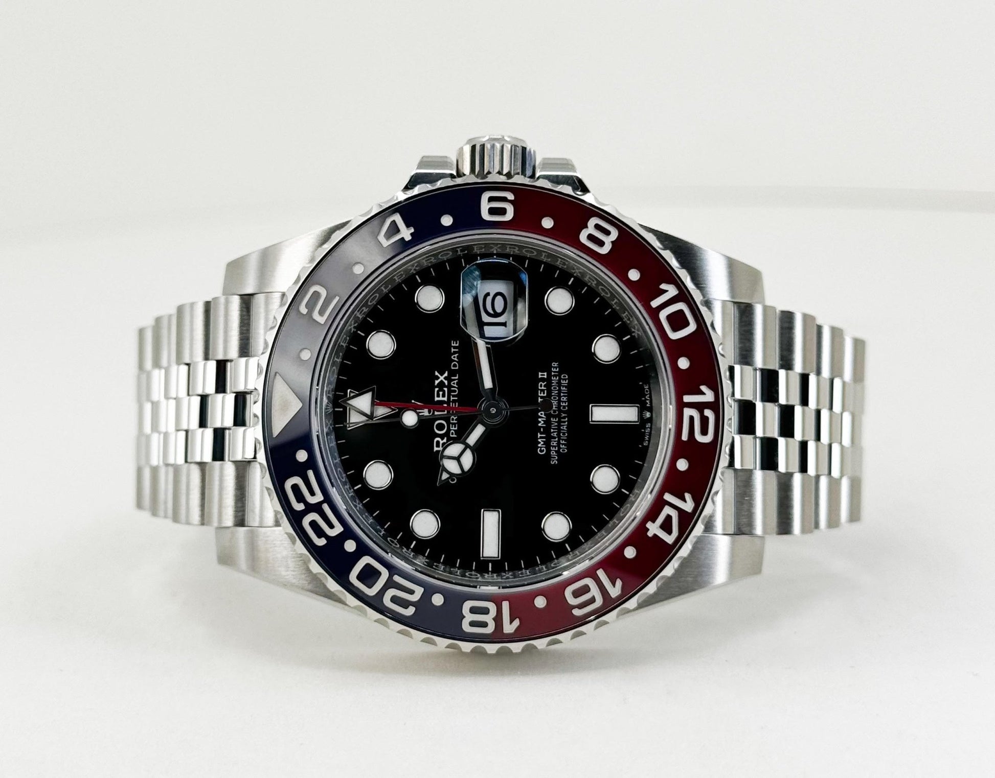Rolex GMT Master II “Pepsi” Steel Black Dial Red/Blue Ceramic Bezel Jubilee Bracelet 126710BLRO - Luxury Time NYC