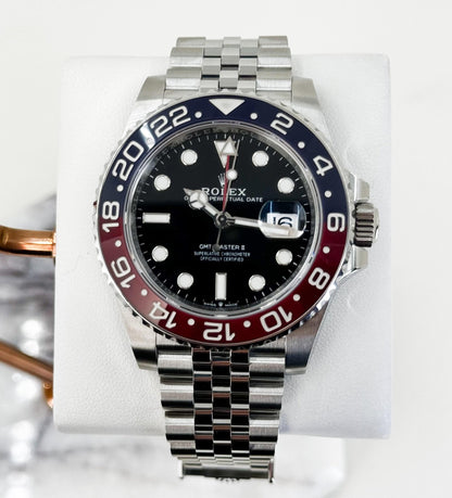 Rolex GMT Master II “Pepsi” Steel Black Dial Red/Blue Ceramic Bezel Jubilee Bracelet 126710BLRO - Luxury Time NYC
