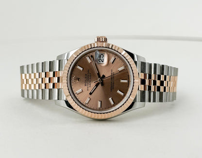 Rolex Lady-Datejust 31 Rose Gold/Steel Rose Index Dial & Fluted Bezel Jubilee Bracelet 278271 - Luxury Time NYC