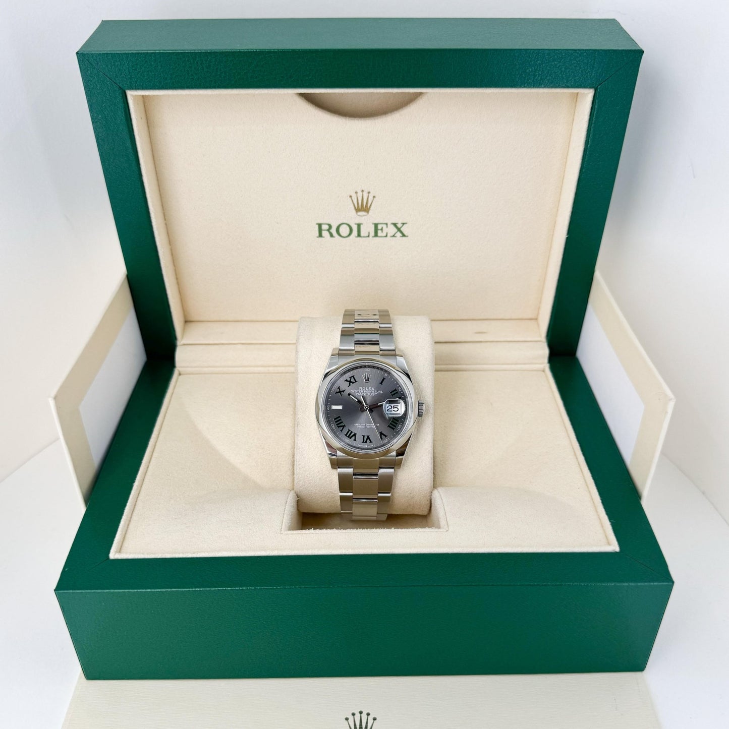 Rolex Oystersteel Datejust 36 Watch - Domed Bezel - Slate Roman Dial - Oyster Bracelet - 126200 slgro - Luxury Time NYC