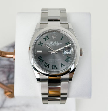 Rolex Oystersteel Datejust 36 Watch - Domed Bezel - Slate Roman Dial - Oyster Bracelet - 126200 slgro - Luxury Time NYC