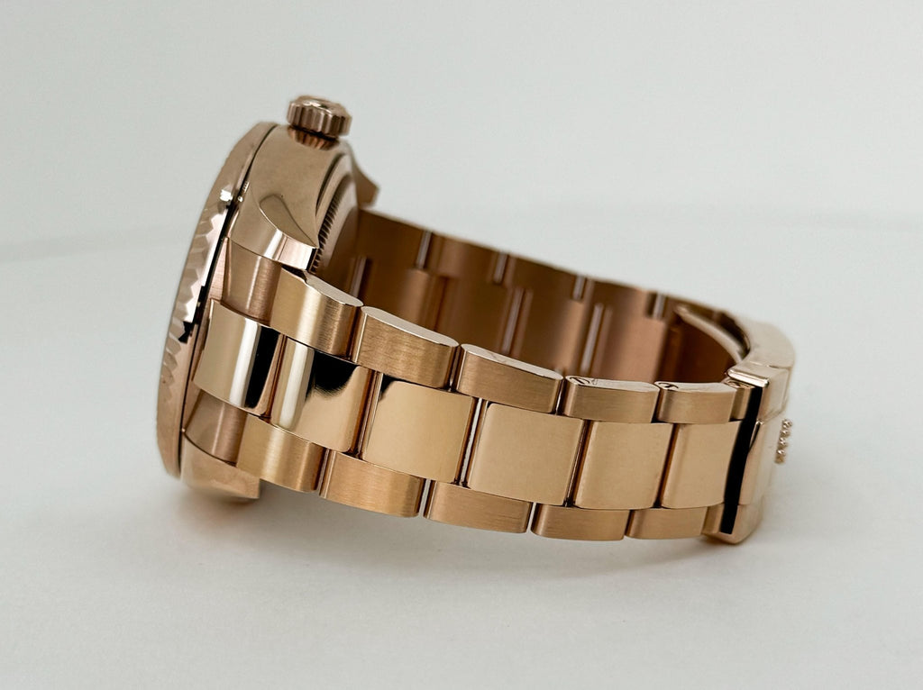 Rolex Sky-Dweller Rose Gold White Index Dial Fluted Bezel Oyster Bracelet 326935 - Luxury Time NYC
