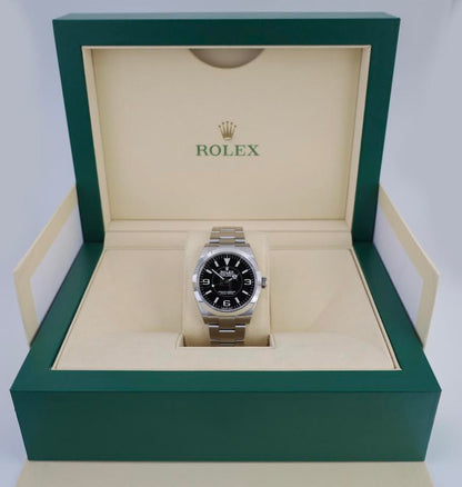 Rolex Stainless Steel Oyster Perpetual Explorer - Black Dial - Oyster Bracelet - 124270 - Luxury Time NYC