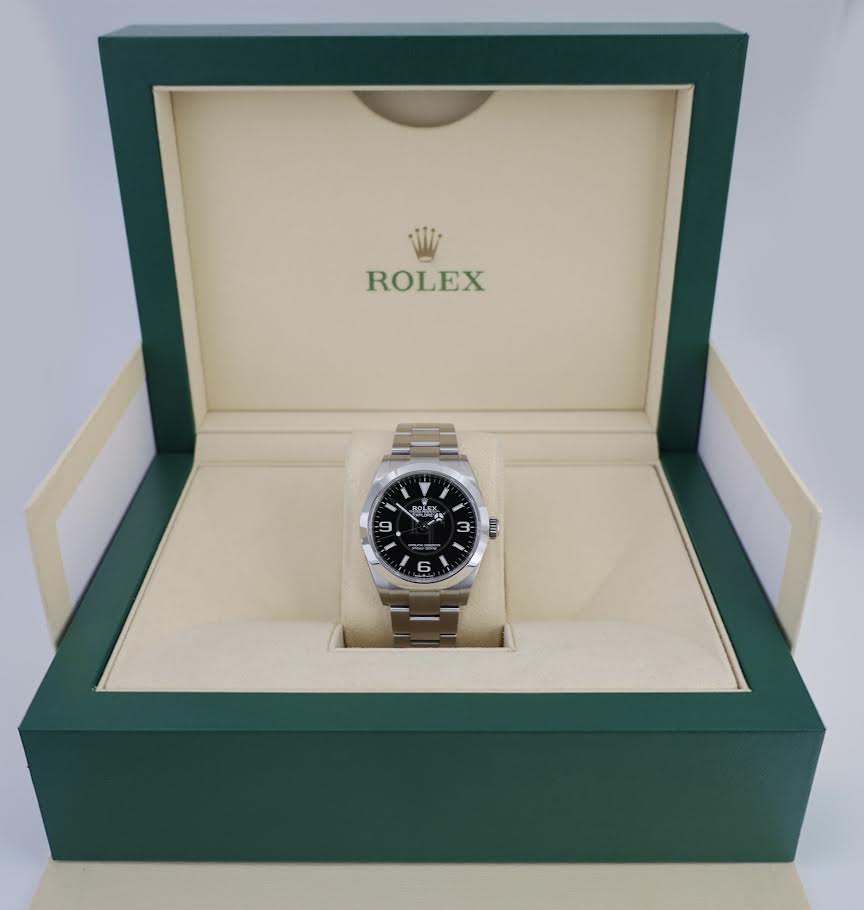 Rolex Stainless Steel Oyster Perpetual Explorer - Black Dial - Oyster Bracelet - 124270 - Luxury Time NYC