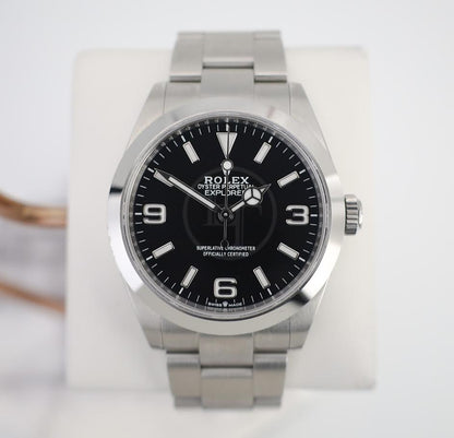 Rolex Stainless Steel Oyster Perpetual Explorer - Black Dial - Oyster Bracelet - 124270 - Luxury Time NYC