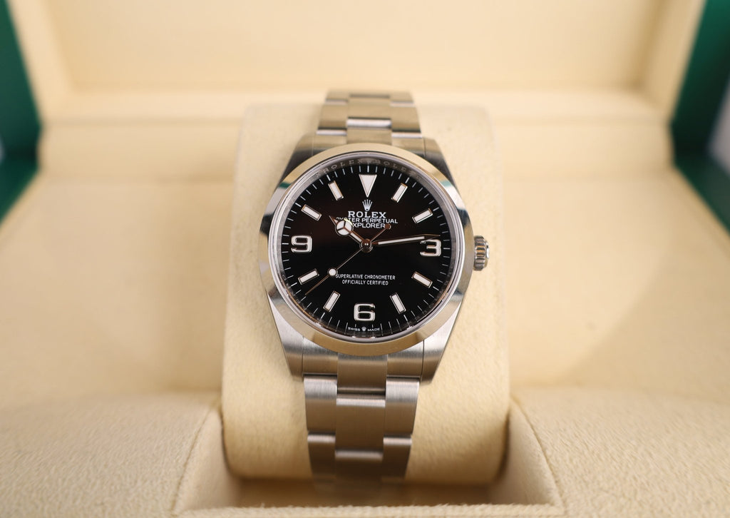 Rolex Stainless Steel Oyster Perpetual Explorer - Black Dial - Oyster Bracelet - 124270 - Luxury Time NYC