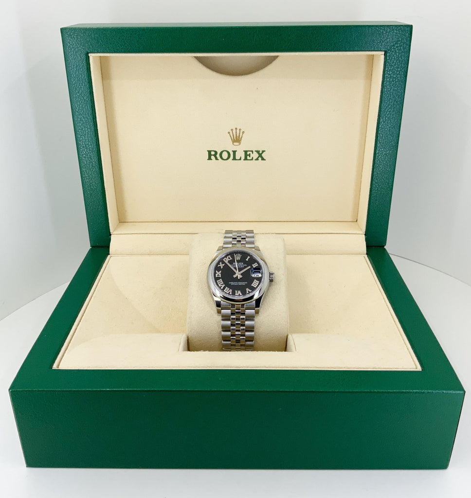 Rolex Steel and White Gold Datejust 31 Watch - Domed Bezel - Black Roman Dial - Jubilee Bracelet - 2020 Release - 278240 bkrj - Luxury Time NYC