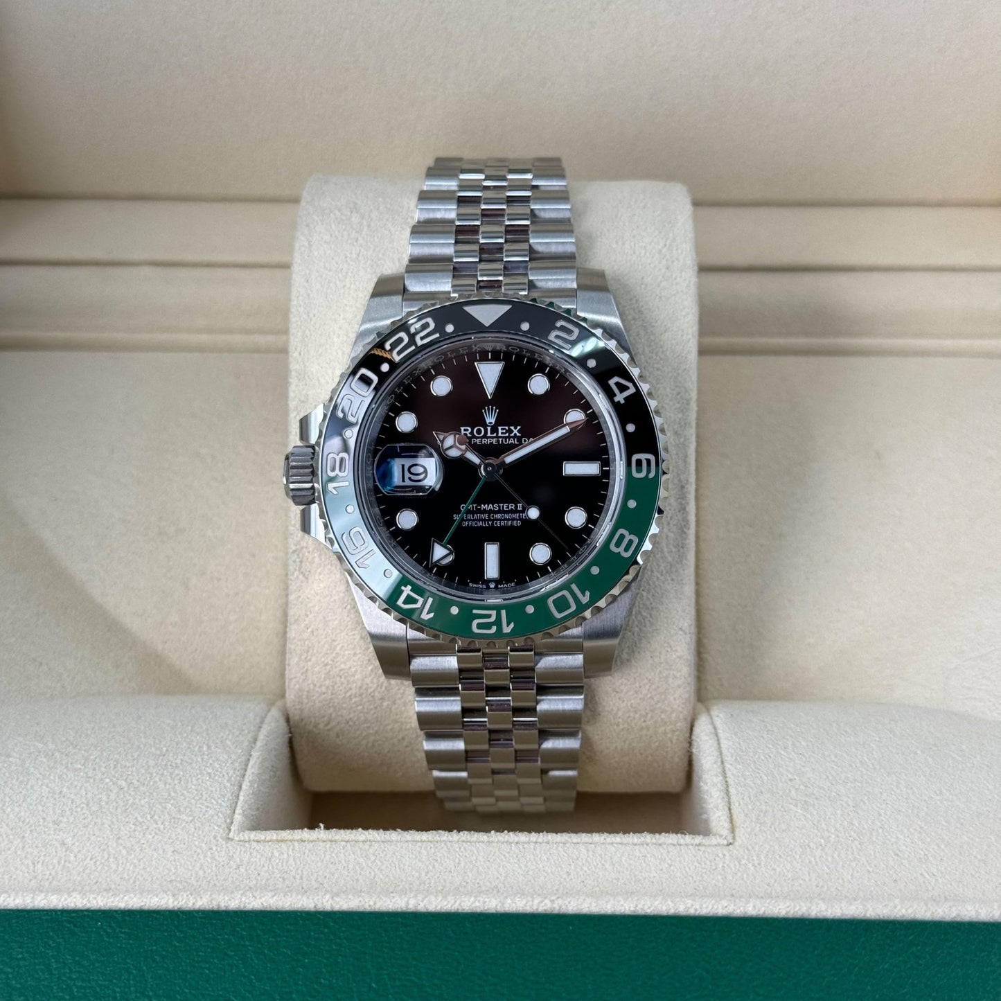 Rolex Steel GMT-Master II 40 Watch - "Sprite" - Black Dial - Jubilee Bracelet - 126720VTNR - Luxury Time NYC