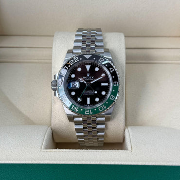 Rolex Steel GMT-Master II 40 Watch - "Sprite" - Black Dial - Jubilee Bracelet - 126720VTNR - Luxury Time NYC