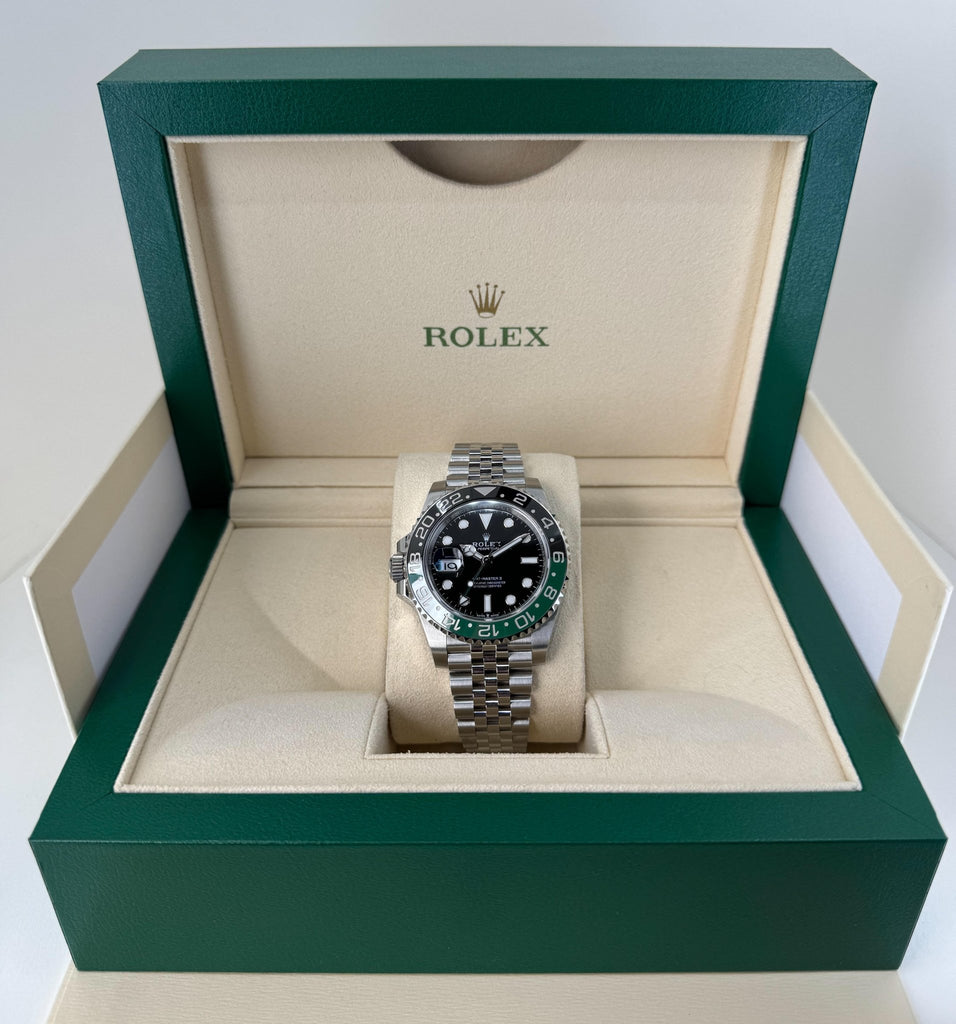 Rolex Steel GMT-Master II 40 Watch - "Sprite" - Black Dial - Jubilee Bracelet - 126720VTNR - Luxury Time NYC