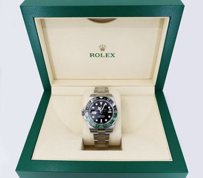 Rolex Steel GMT-Master II 40 Watch - "Sprite" - Black Dial - Oyster Bracelet - 126720VTNR - Luxury Time NYC
