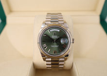 Load image into Gallery viewer, Rolex White Gold Day-Date 40 Watch - Fluted Bezel - Olive Green Bevelled Roman Dial - President Bracelet - 228239 ogrp - Luxury Time NYC