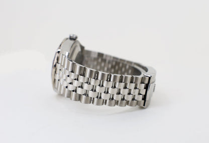 Rolex White Rolesor Datejust 36 Watch - Diamond Bezel - Olive Green Palm Motif Index 6 Dial - Jubilee Bracelet - 126284rbr ogpmij - Luxury Time NYC