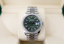 Load image into Gallery viewer, Rolex White Rolesor Datejust 36 Watch - Diamond Bezel - Olive Green Palm Motif Index 6 Dial - Jubilee Bracelet - 126284rbr ogpmij - Luxury Time NYC