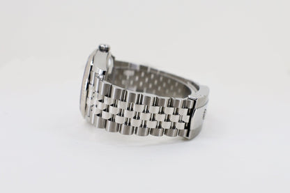 Rolex White Rolesor Datejust 36 Watch - Fluted Bezel - Olive Green Palm Motif Diamond 6 Dial - Jubilee Bracelet - 126234 ogpmdj - Luxury Time NYC