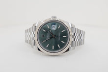 Load image into Gallery viewer, Rolex White Rolesor Datejust 41 Watch - Fluted Bezel - Mint Green Index Dial - Jubilee Bracelet - 126334 - Luxury Time NYC