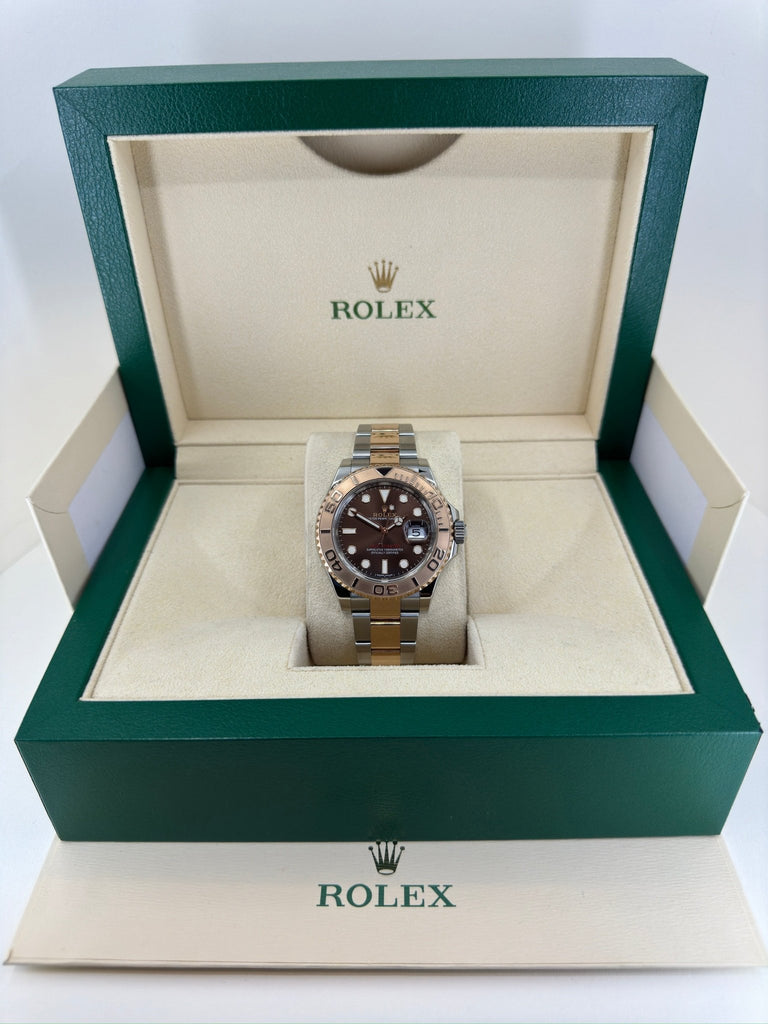 Rolex Yacht-Master 40 Everose Rose Gold/Steel Chocolate Brown Dial Gold Bezel Oyster Bracelet 116621 - Luxury Time NYC