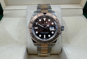 Rolex Yacht-Master 40 Everose Rose Gold/Steel Chocolate Brown Dial Gold Bezel Oyster Bracelet 116621 - Luxury Time NYC