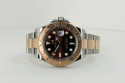 Rolex Yacht-Master 40 Everose Rose Gold/Steel Chocolate Brown Dial Gold Bezel Oyster Bracelet 116621 - Luxury Time NYC