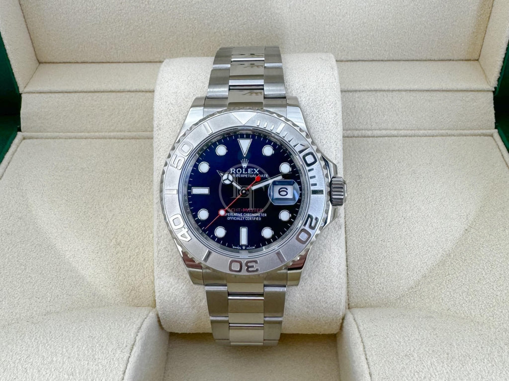 Rolex Yacht-Master 40 Stainless Steel Blue Dial Platinum Bezel Oyster Bracelet 116622 - Luxury Time NYC