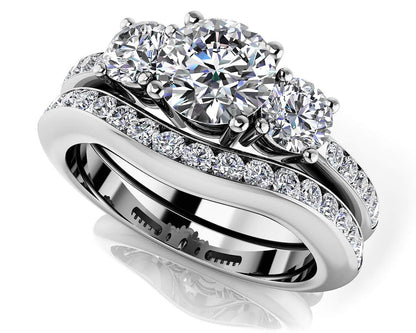 Romantic Dreams Three Stone Bridal Set Diamond with 2.00 ct. (1.00 ct. center diamond) - Luxury Time NYC
