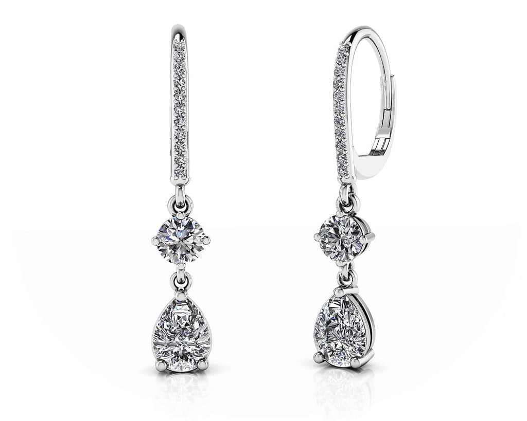 Romantic Pear Shaped Diamond Drop Lab - Grown Diamond Earrings with 1.68 ct.(finished) 7x5mm, 1mm, 4.25mm - Luxury Time NYC