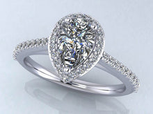 Load image into Gallery viewer, Romantic Pear Shaped With Halo Diamonds Ring Diamond with 0.61 ct. (0.30 ct. center diamond) - Luxury Time NYC