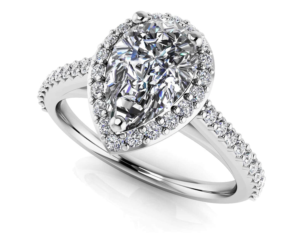 Romantic Pear Shaped With Halo Diamonds Ring Diamond with 0.61 ct. (0.30 ct. center diamond) - Luxury Time NYC