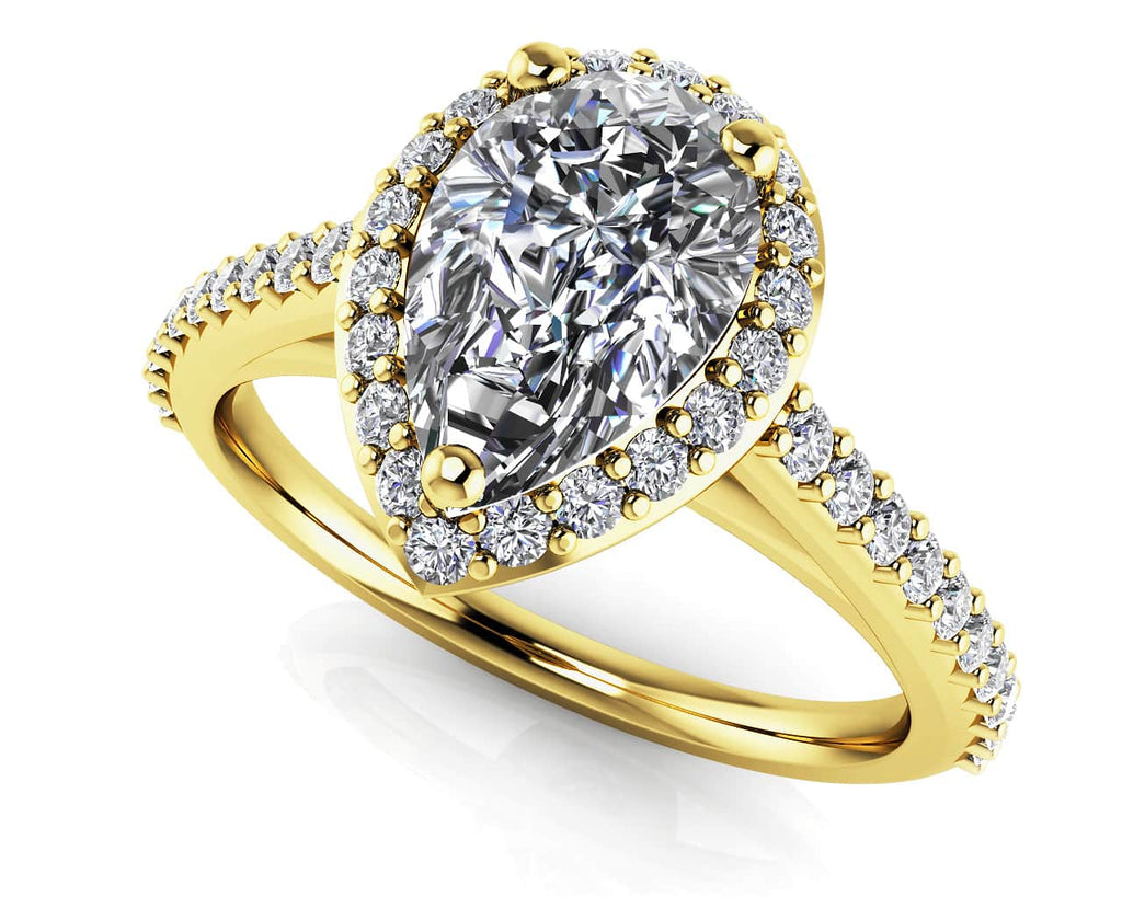 Romantic Pear Shaped With Halo Diamonds Ring Diamond with 1.09 ct. (0.75 ct. center diamond) - Luxury Time NYC