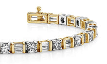 Load image into Gallery viewer, Round And Baguette Diamond Bracelet with 4.00 ct.(finished) 3x1.5mm, 3mm - Luxury Time NYC