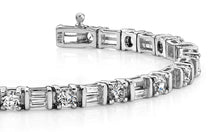 Load image into Gallery viewer, Round And Baguette Diamond Bracelet with 4.56 ct.(finished) 3.5x1.5mm, 3mm - Luxury Time NYC