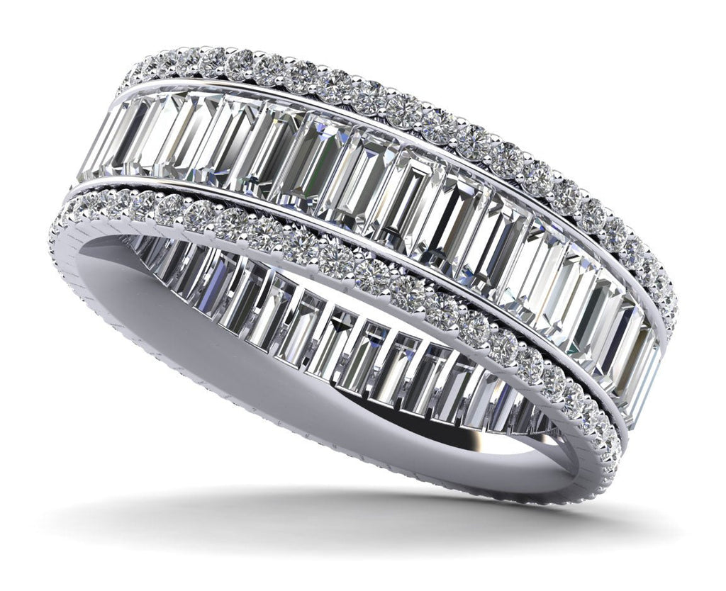 Round and Baguettes Diamond Eternity Diamond Ring with 2.76 ct.(finished) 3.5x1.5mm, 1.1mm - Luxury Time NYC