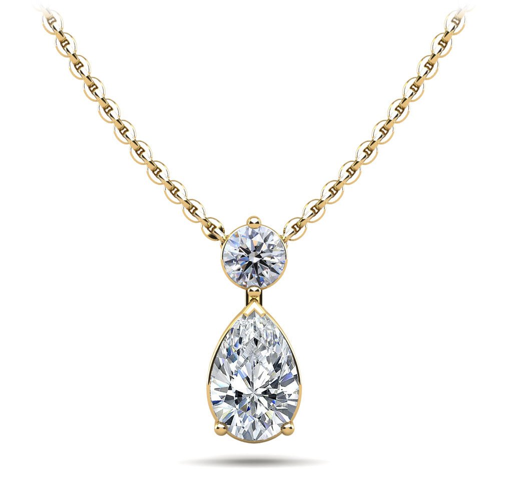 Round and Pear Diamond Pendant with 0.49 ct.(finished) 6x4mm, 3.7mm - Luxury Time NYC