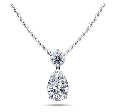 Round and Pear Diamond Pendant with 0.49 ct.(finished) 6x4mm, 3.7mm - Luxury Time NYC