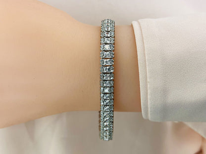 Round And Princess Diamond Bracelet with 7.90 ct.(finished) 1.4mm, 2.5mm - Luxury Time NYC
