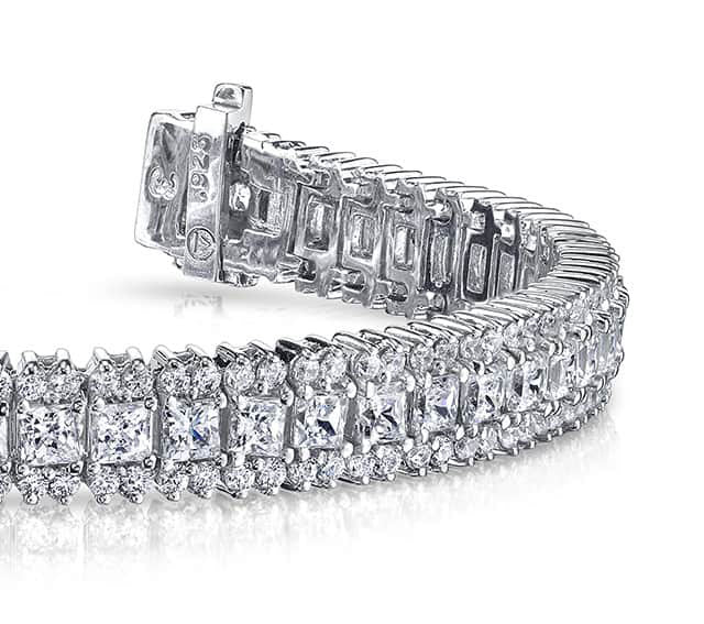 Round And Princess Lab - Grown Diamond Bracelet with 10.58 ct.(finished) 1.6mm, 2.8mm - Luxury Time NYC