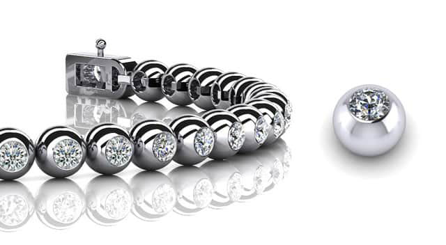 Round Bezel Set Diamond Tennis Bracelet with 1.04 ct.(finished) 1.7mm - Luxury Time NYC