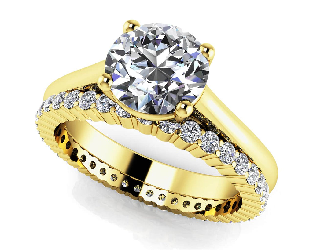 Round Diamond Cathedral Solitaire Eternity Set Diamond with 1.27 ct. (0.75 ct. center diamond) - Luxury Time NYC