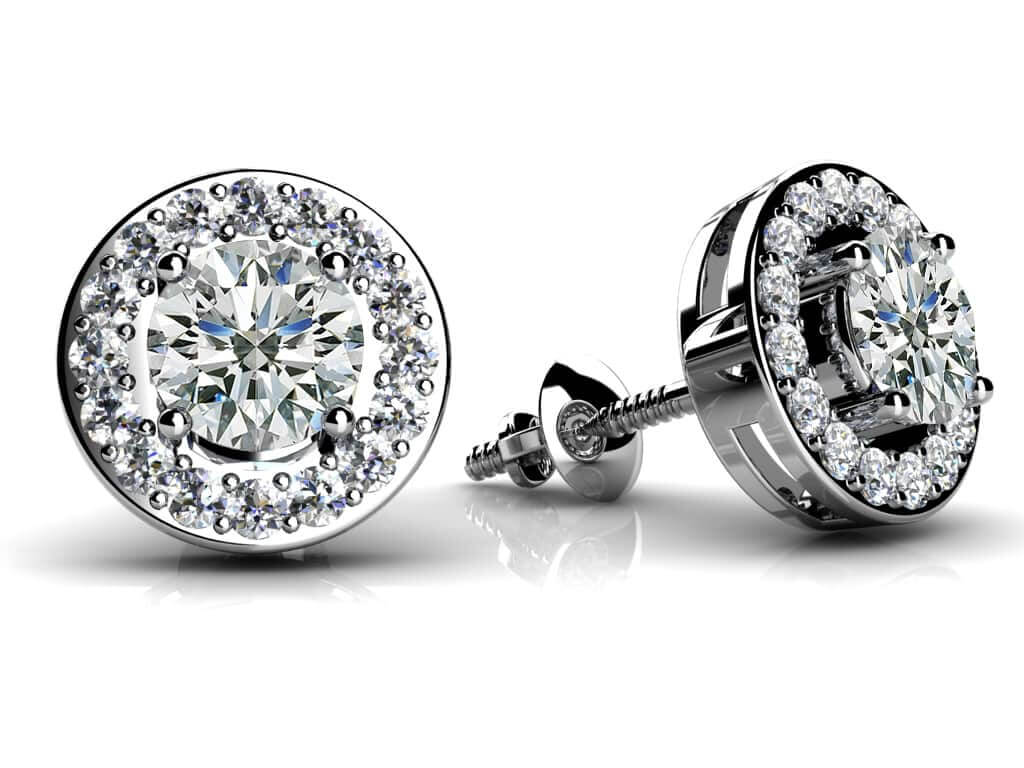 Round Diamond Centered Circle Diamond Studs with 0.29 ct. (2X0.08 ct. center diamonds) - Luxury Time NYC