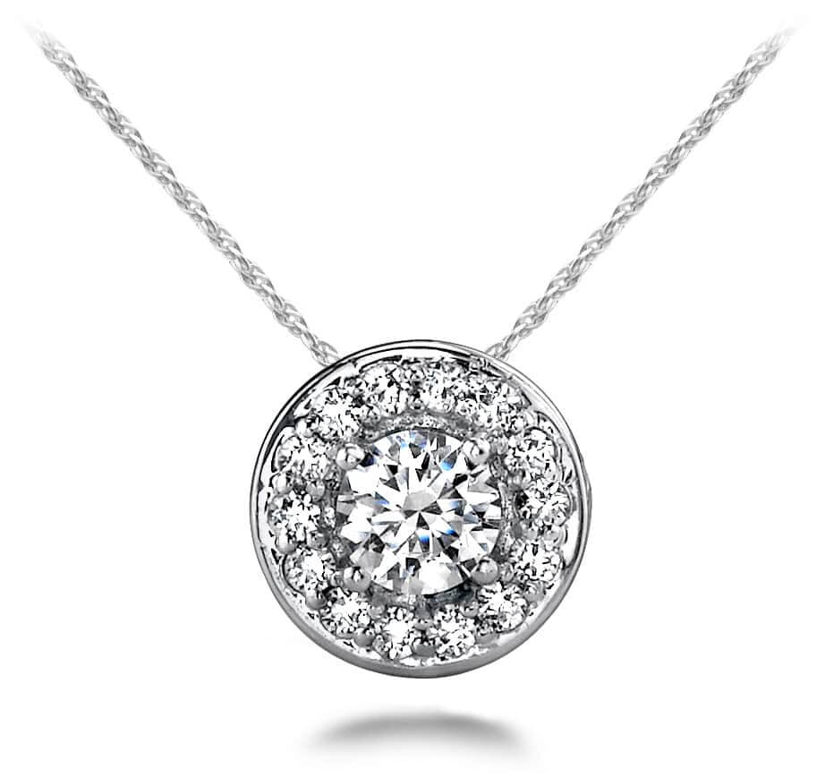 Round Diamond Centered Diamond Pendant with 0.24 ct.(finished) 1mm, 3.5mm - Luxury Time NYC