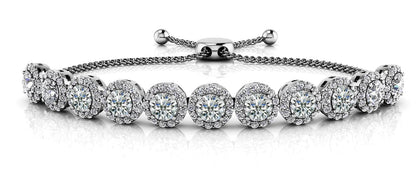 Round Halo Adjustable Diamond Bracelet with 2.04 ct.(finished) 1mm, 3.2mm - Luxury Time NYC