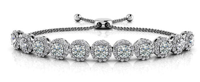 Round Halo Adjustable Diamond Bracelet with 2.04 ct.(finished) 1mm, 3.2mm - Luxury Time NYC