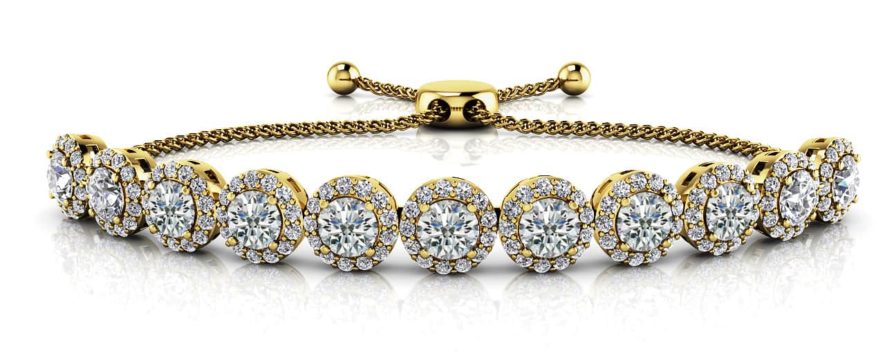 Round Halo Adjustable Diamond Bracelet with 2.04 ct.(finished) 1mm, 3.2mm - Luxury Time NYC