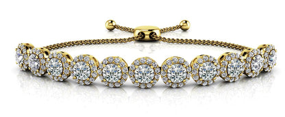 Round Halo Adjustable Diamond Bracelet with 2.04 ct.(finished) 1mm, 3.2mm - Luxury Time NYC