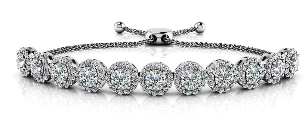 Round Halo Adjustable Lab - Grown Diamond Bracelet with 2.04 ct.(finished) 1mm, 3.2mm - Luxury Time NYC