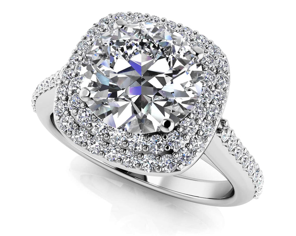 Round Halo Diamond Engagement Ring with 0.85 ct. (0.50 ct. center diamond) - Luxury Time NYC